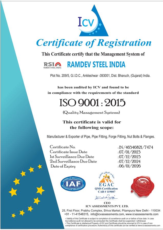 Registration Certificate of Ramdev Steel India